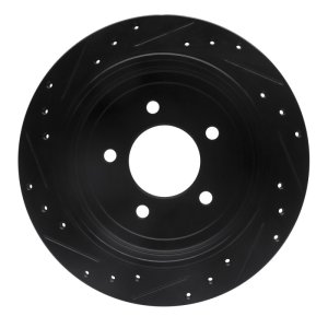 Ford F-150 Brake Rotor (1) - Rear Right - R1 Concepts - Drilled & Slotted - Black - `97-`04